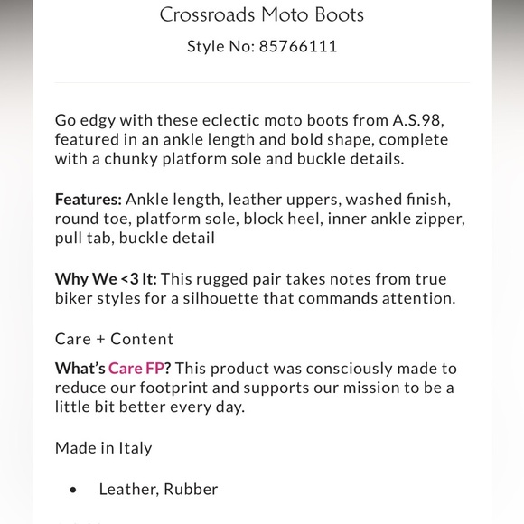 Rare Free People x A.S. 98 Crossroads Moto Boots Size 39 or 9 NWT - Picture 2 of 13